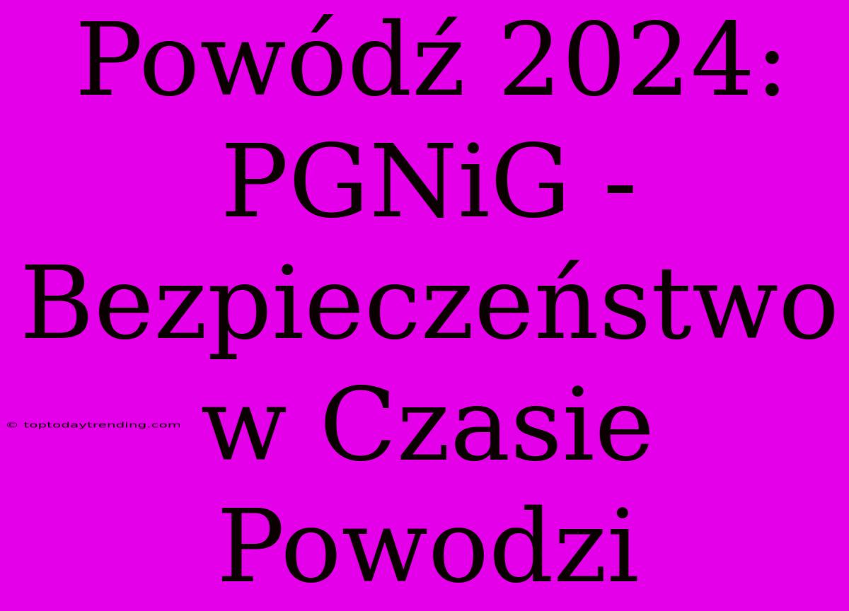 Powódź 2024: PGNiG - Bezpieczeństwo W Czasie Powodzi