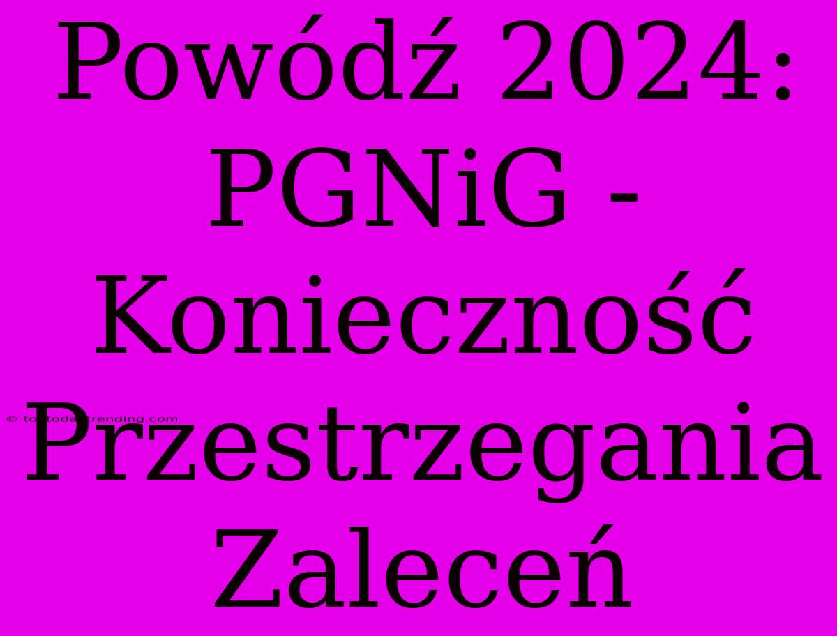 Powódź 2024: PGNiG - Konieczność Przestrzegania Zaleceń