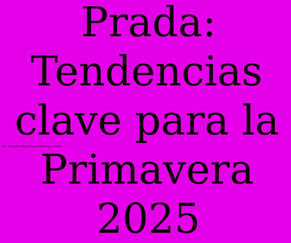 Prada: Tendencias Clave Para La Primavera 2025