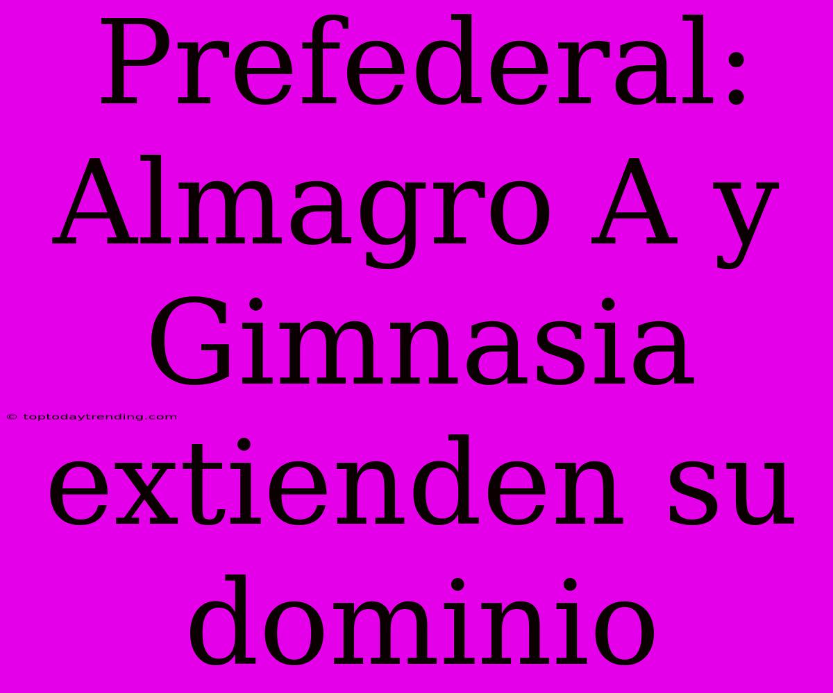 Prefederal: Almagro A Y Gimnasia Extienden Su Dominio