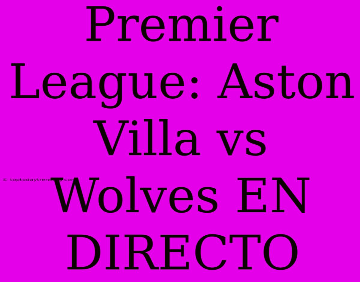 Premier League: Aston Villa Vs Wolves EN DIRECTO