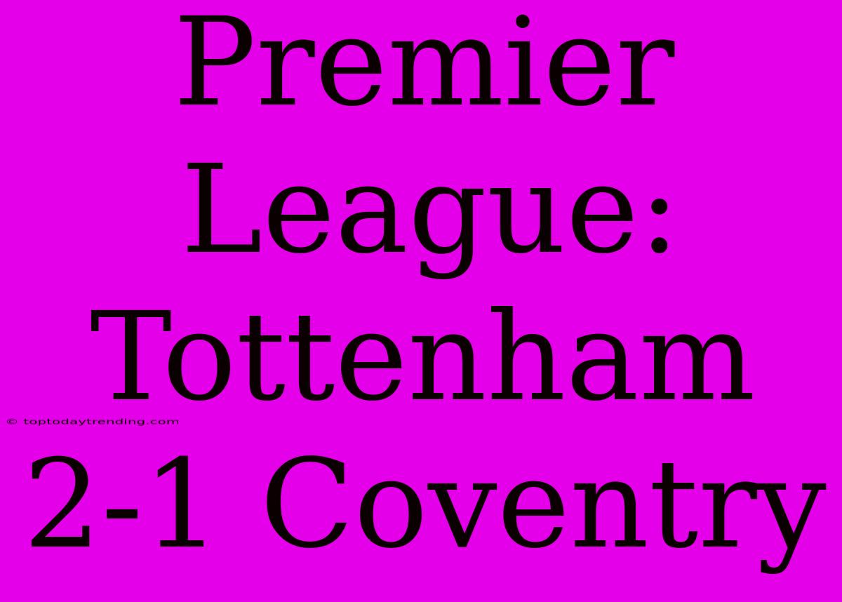 Premier League: Tottenham 2-1 Coventry