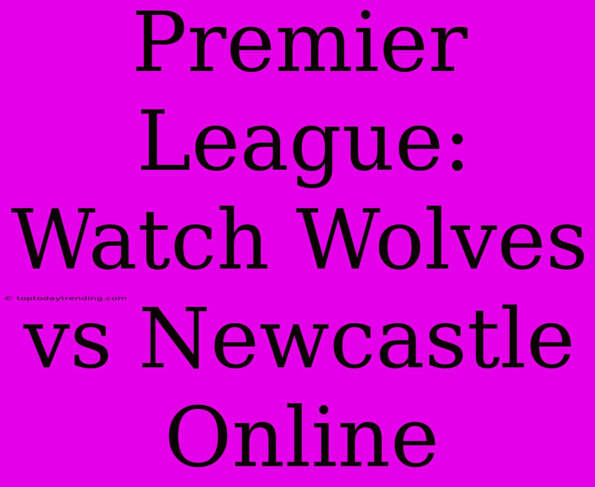 Premier League: Watch Wolves Vs Newcastle Online