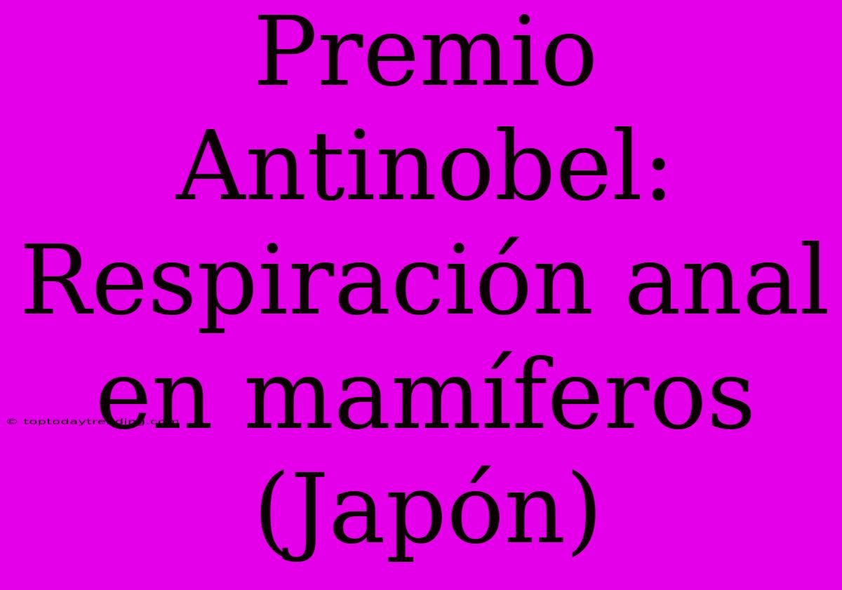 Premio Antinobel: Respiración Anal En Mamíferos (Japón)