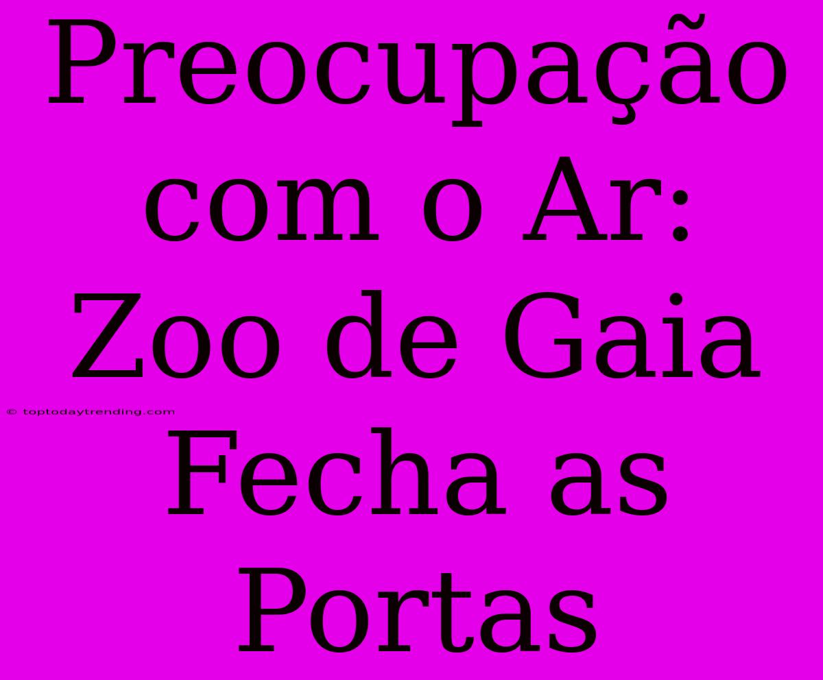 Preocupação Com O Ar: Zoo De Gaia Fecha As Portas