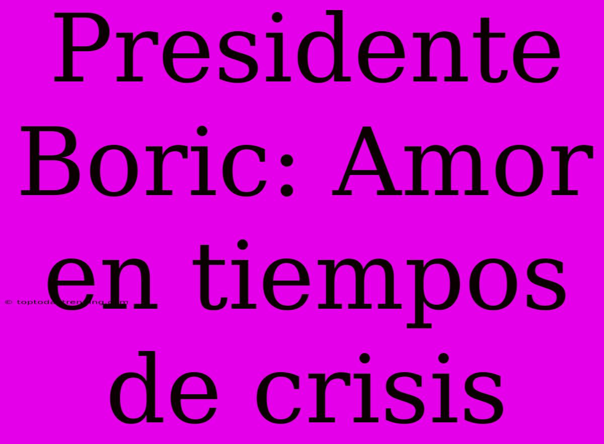 Presidente Boric: Amor En Tiempos De Crisis