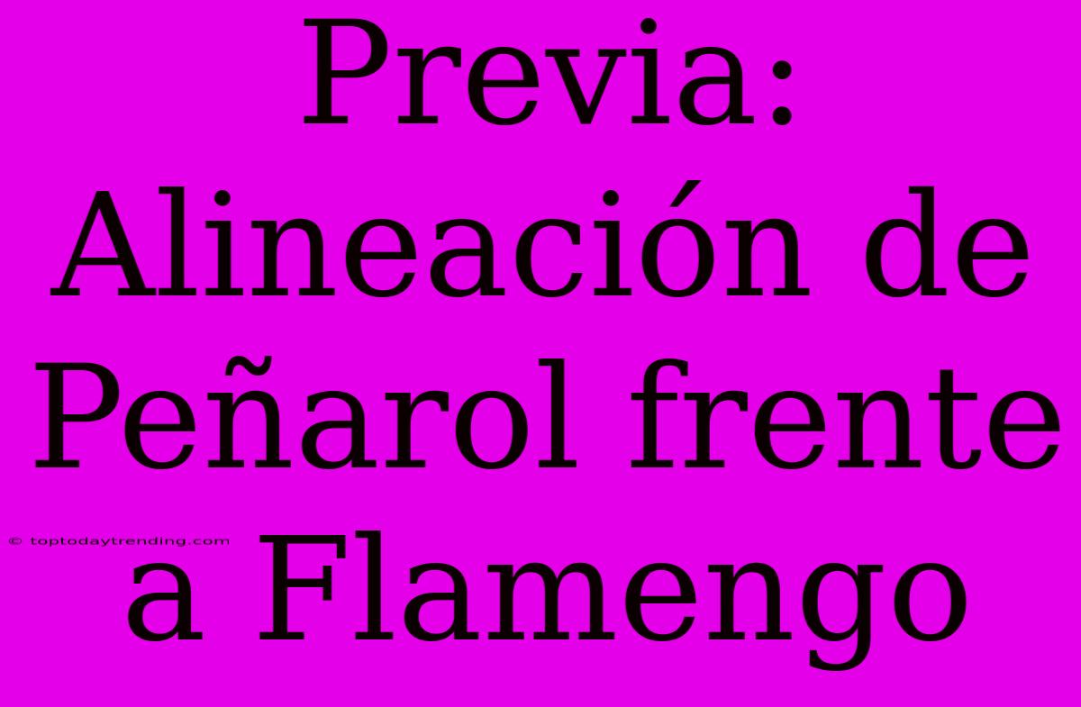 Previa: Alineación De Peñarol Frente A Flamengo