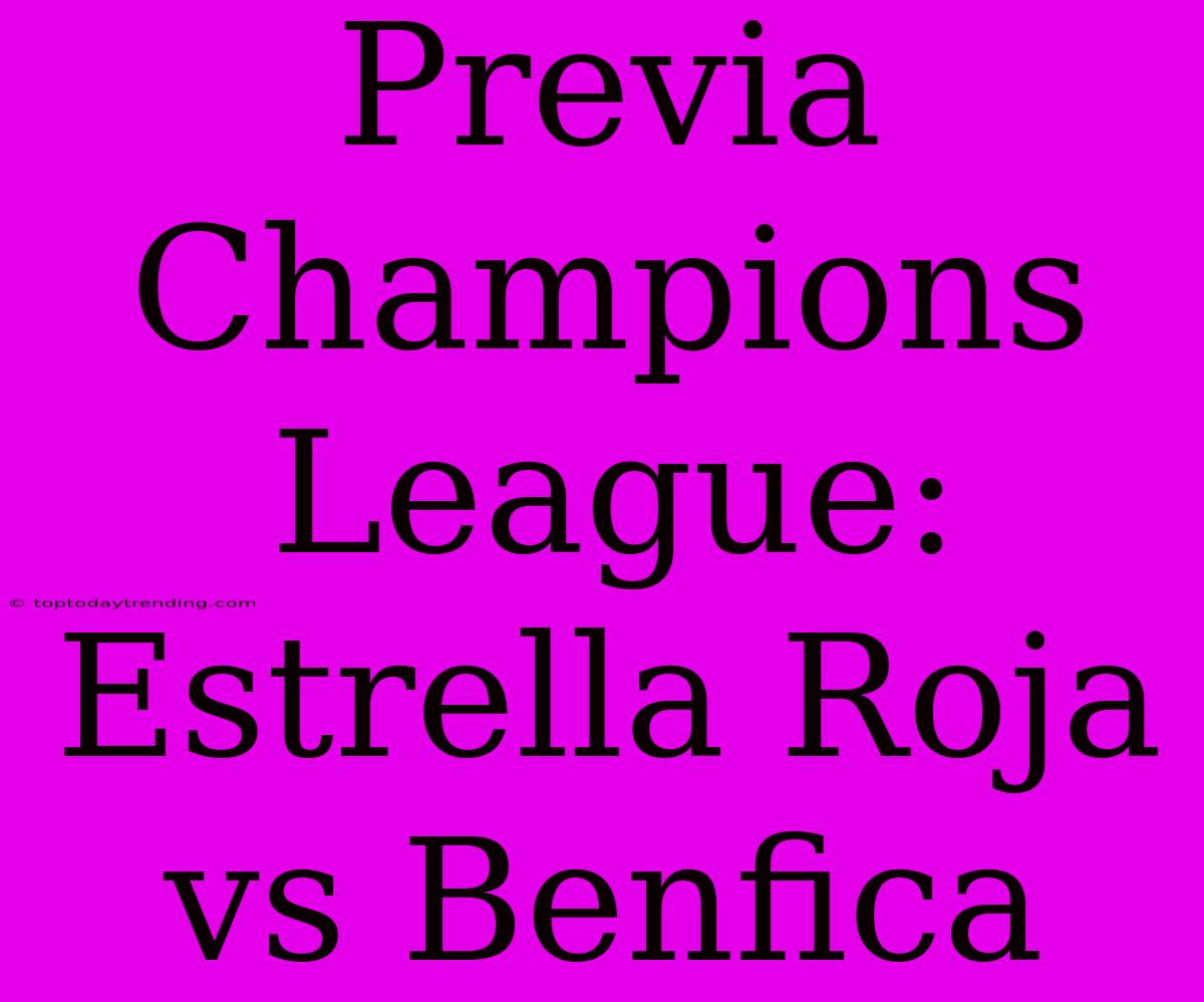 Previa Champions League: Estrella Roja Vs Benfica