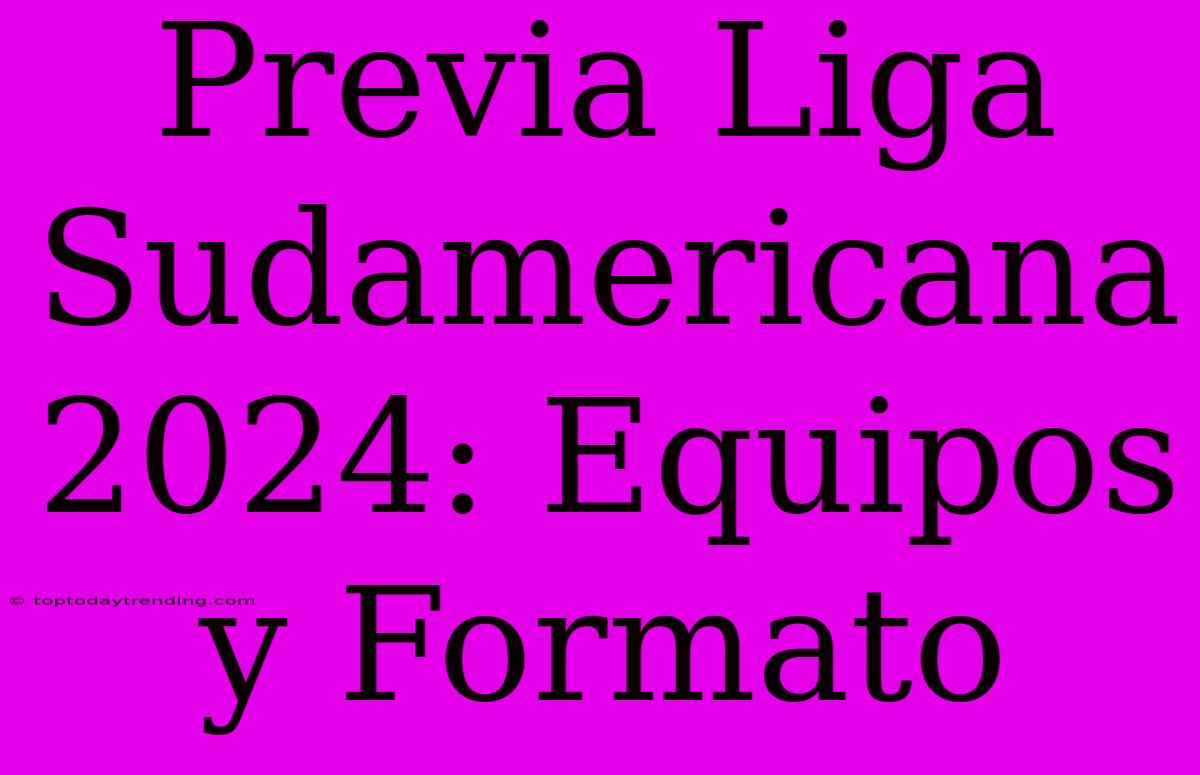 Previa Liga Sudamericana 2024: Equipos Y Formato