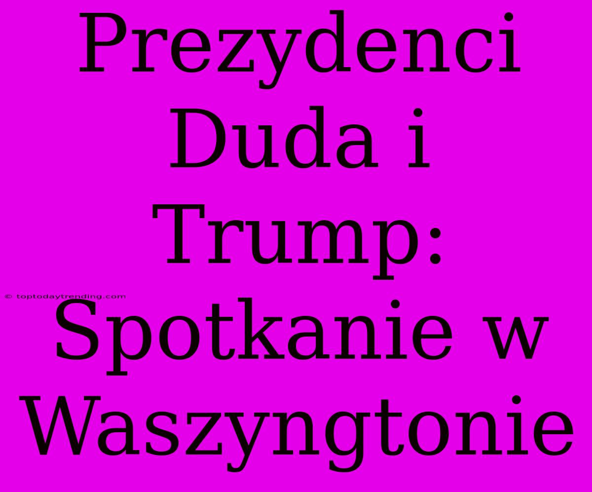 Prezydenci Duda I Trump: Spotkanie W Waszyngtonie