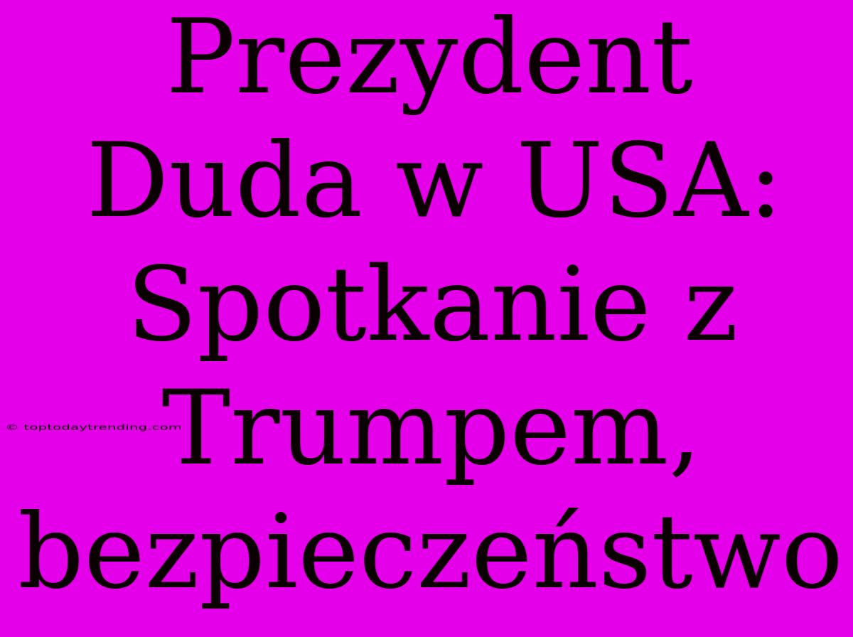 Prezydent Duda W USA: Spotkanie Z Trumpem, Bezpieczeństwo