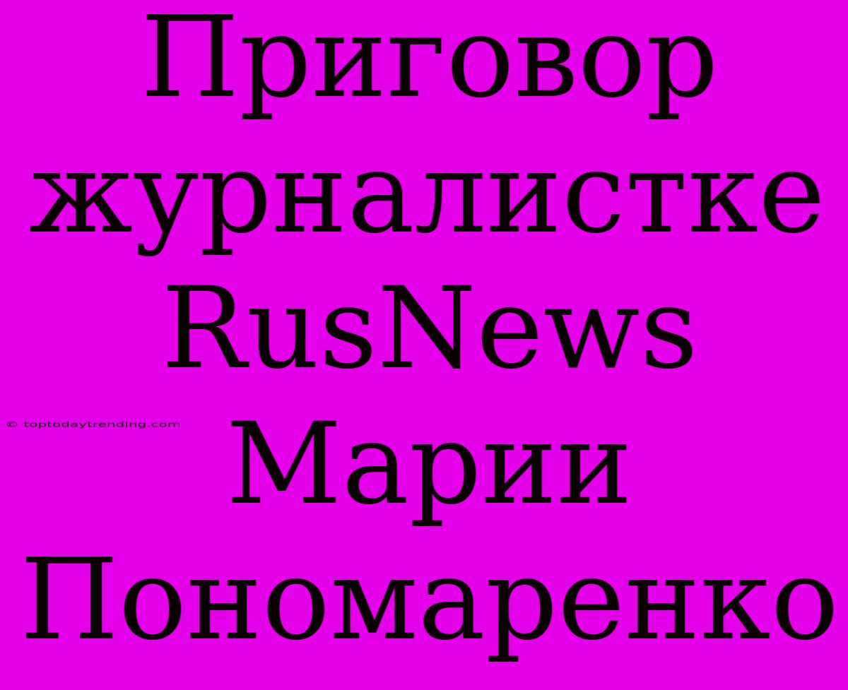 Приговор Журналистке RusNews Марии Пономаренко