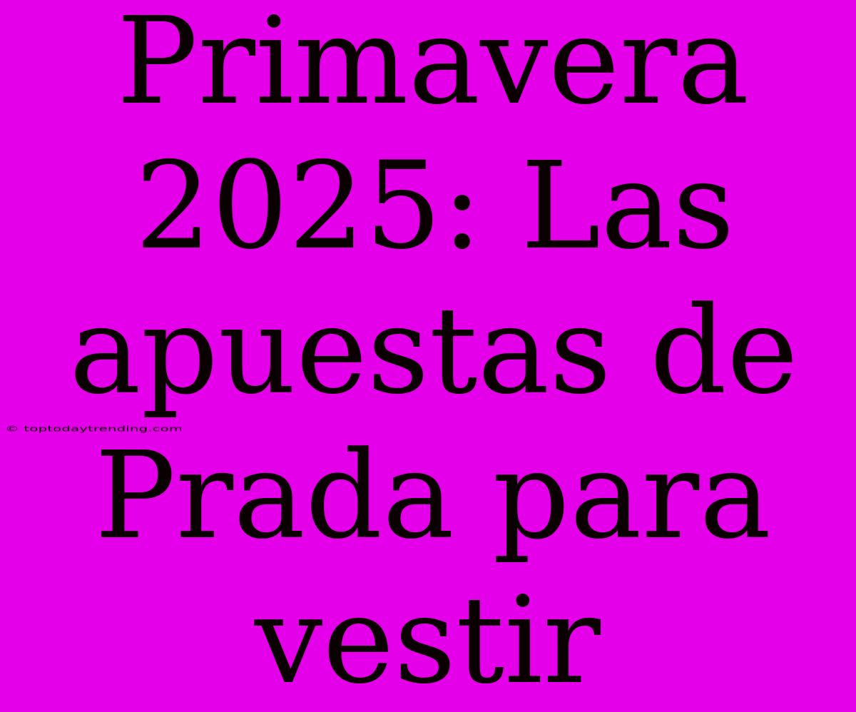 Primavera 2025: Las Apuestas De Prada Para Vestir