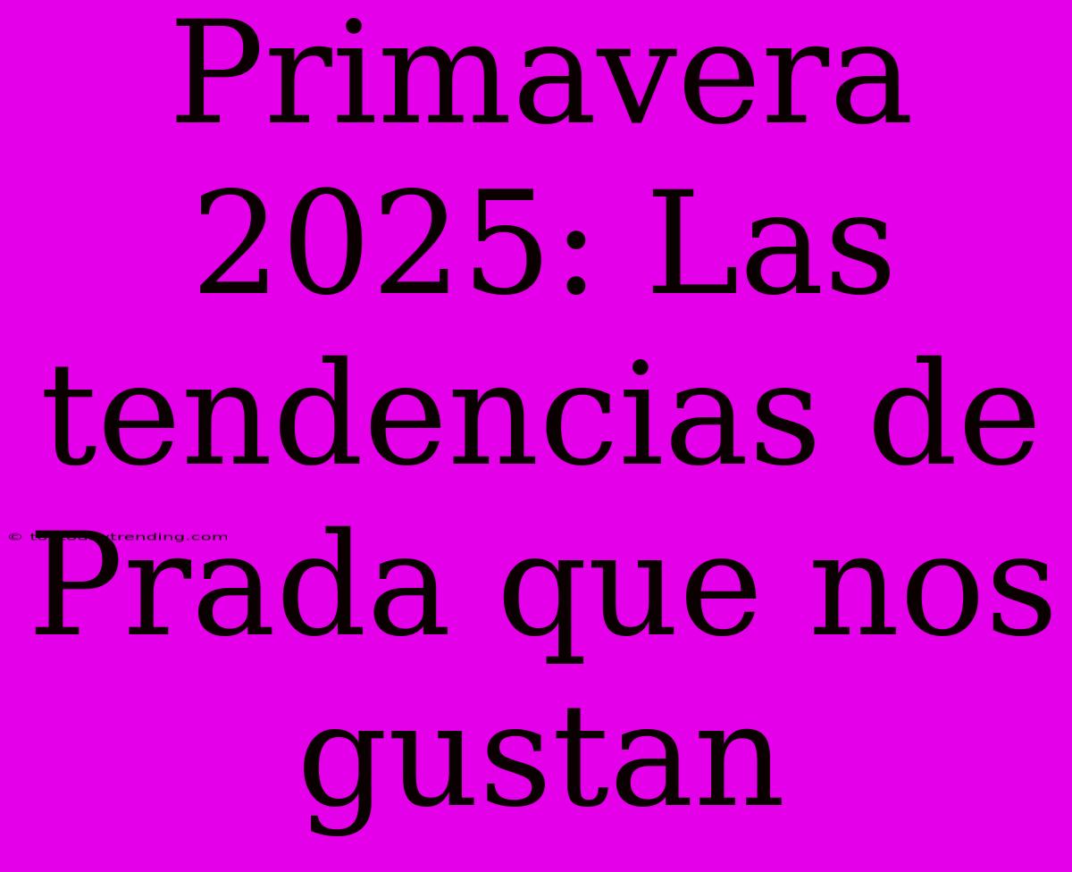 Primavera 2025: Las Tendencias De Prada Que Nos Gustan