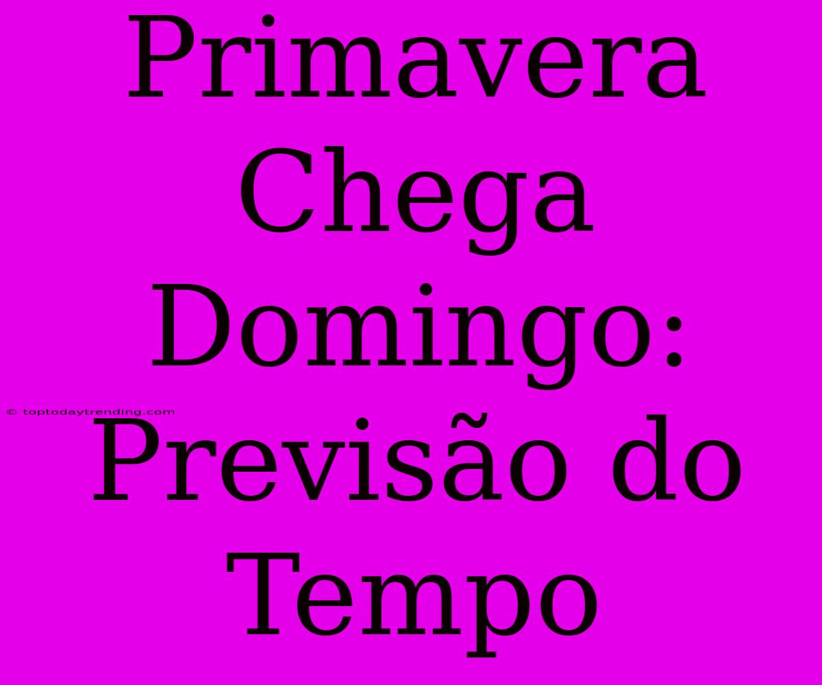 Primavera Chega Domingo: Previsão Do Tempo