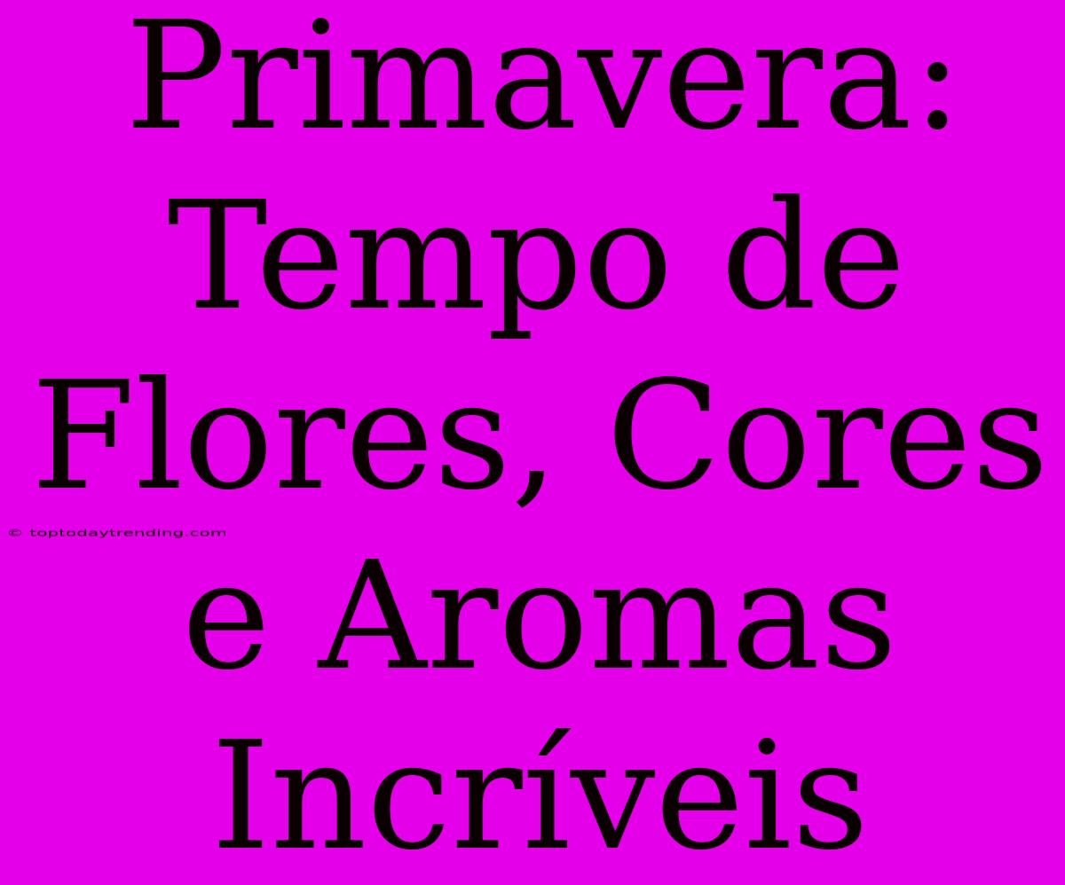 Primavera: Tempo De Flores, Cores E Aromas Incríveis