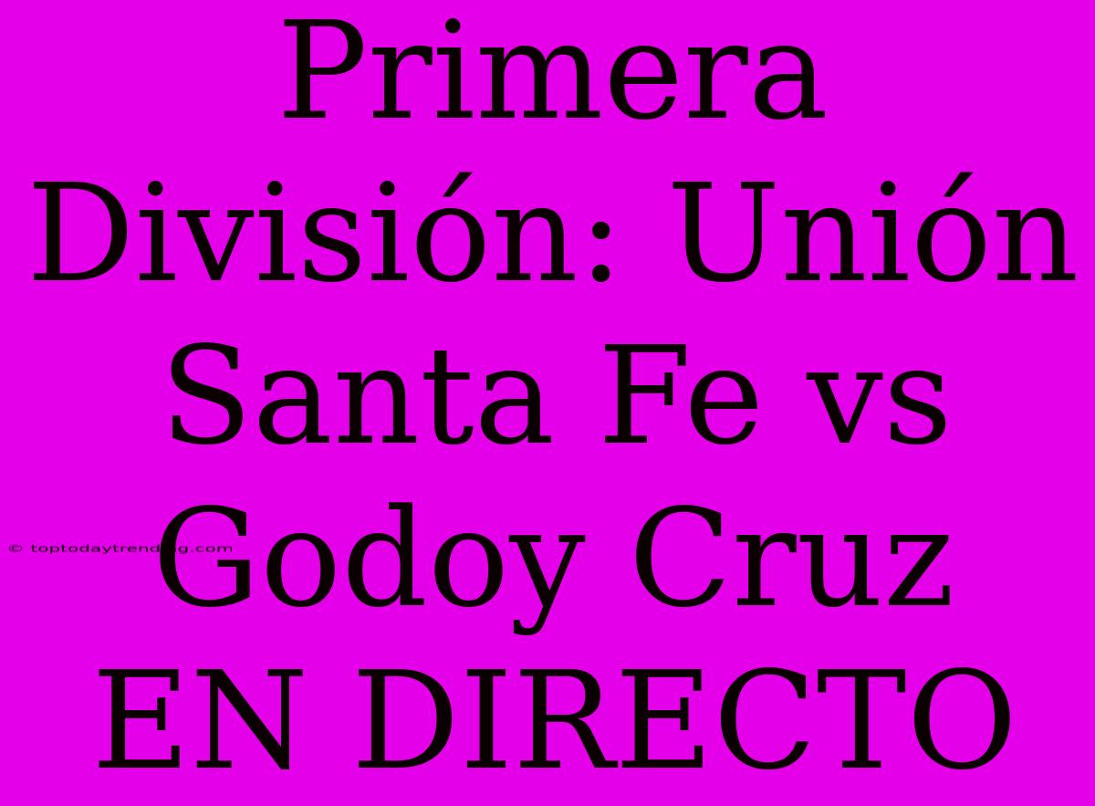 Primera División: Unión Santa Fe Vs Godoy Cruz EN DIRECTO