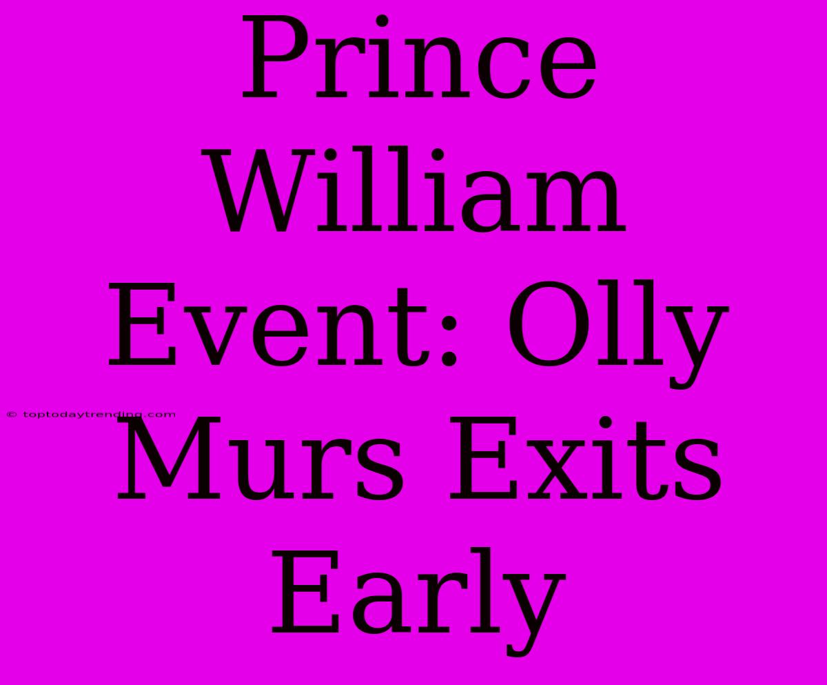 Prince William Event: Olly Murs Exits Early