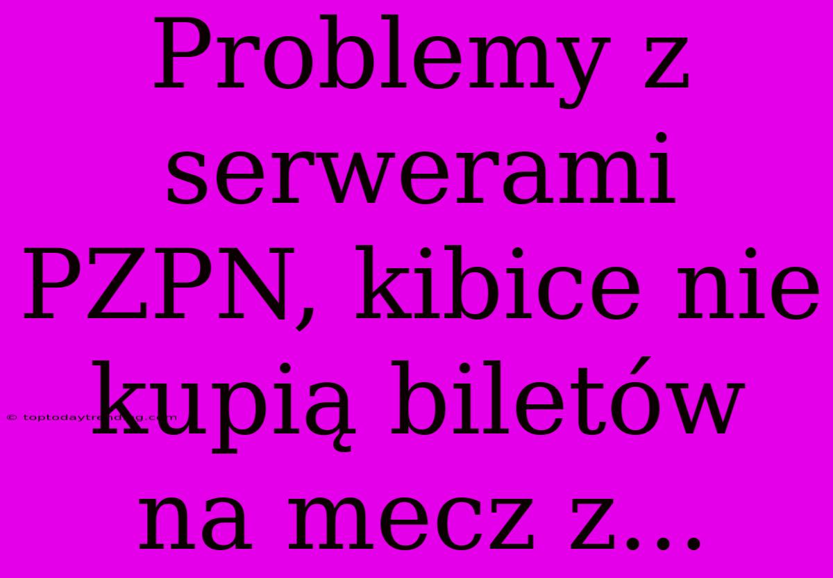 Problemy Z Serwerami PZPN, Kibice Nie Kupią Biletów Na Mecz Z...