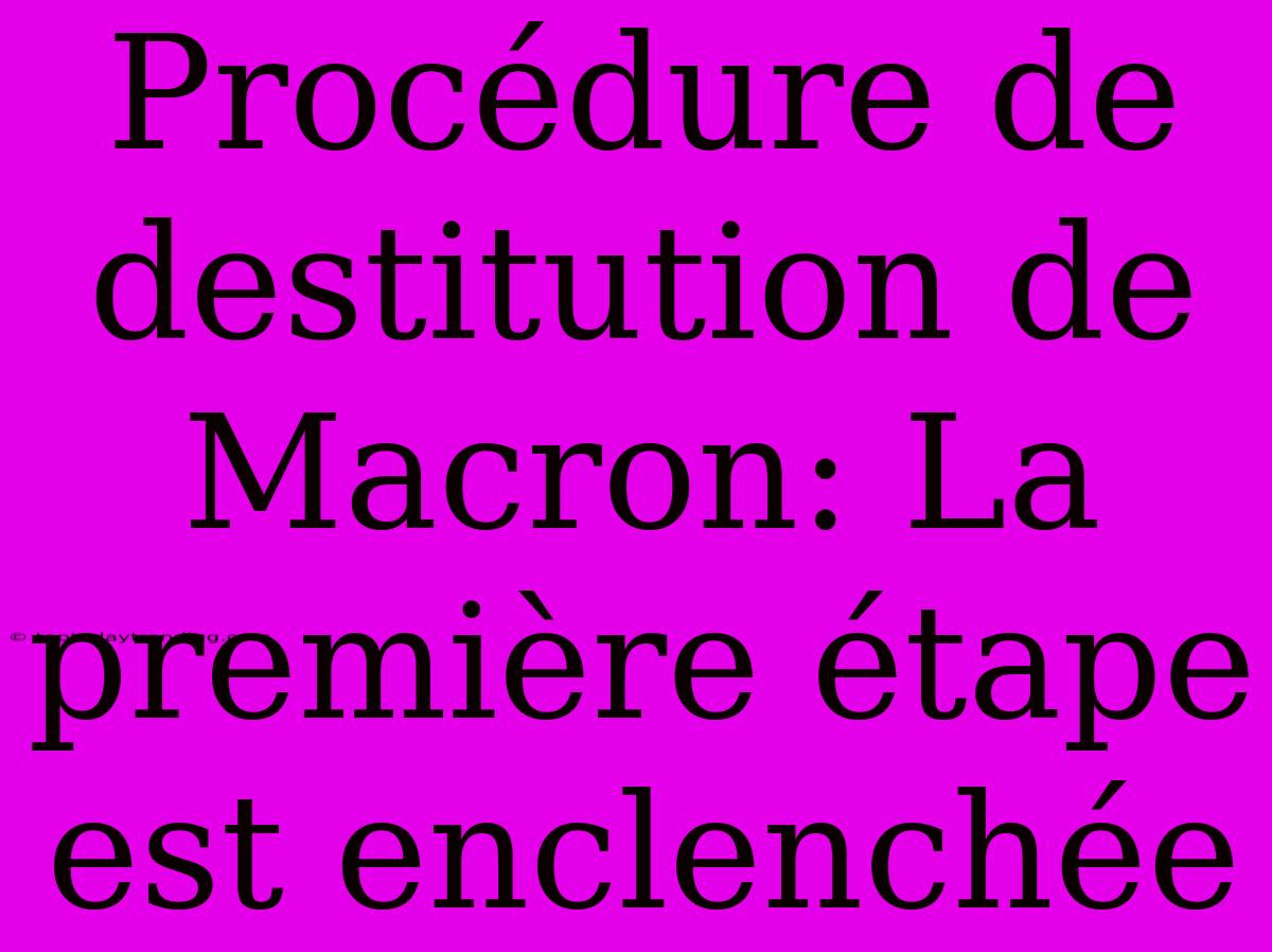 Procédure De Destitution De Macron: La Première Étape Est Enclenchée