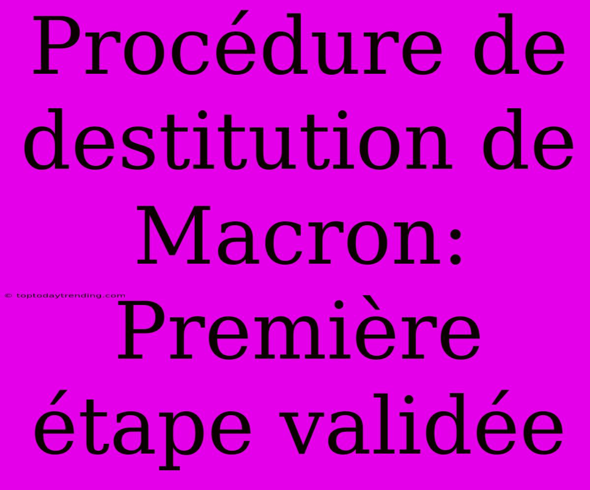 Procédure De Destitution De Macron: Première Étape Validée