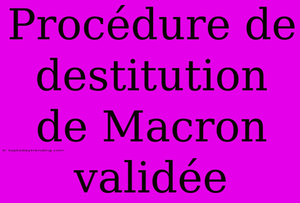 Procédure De Destitution De Macron Validée