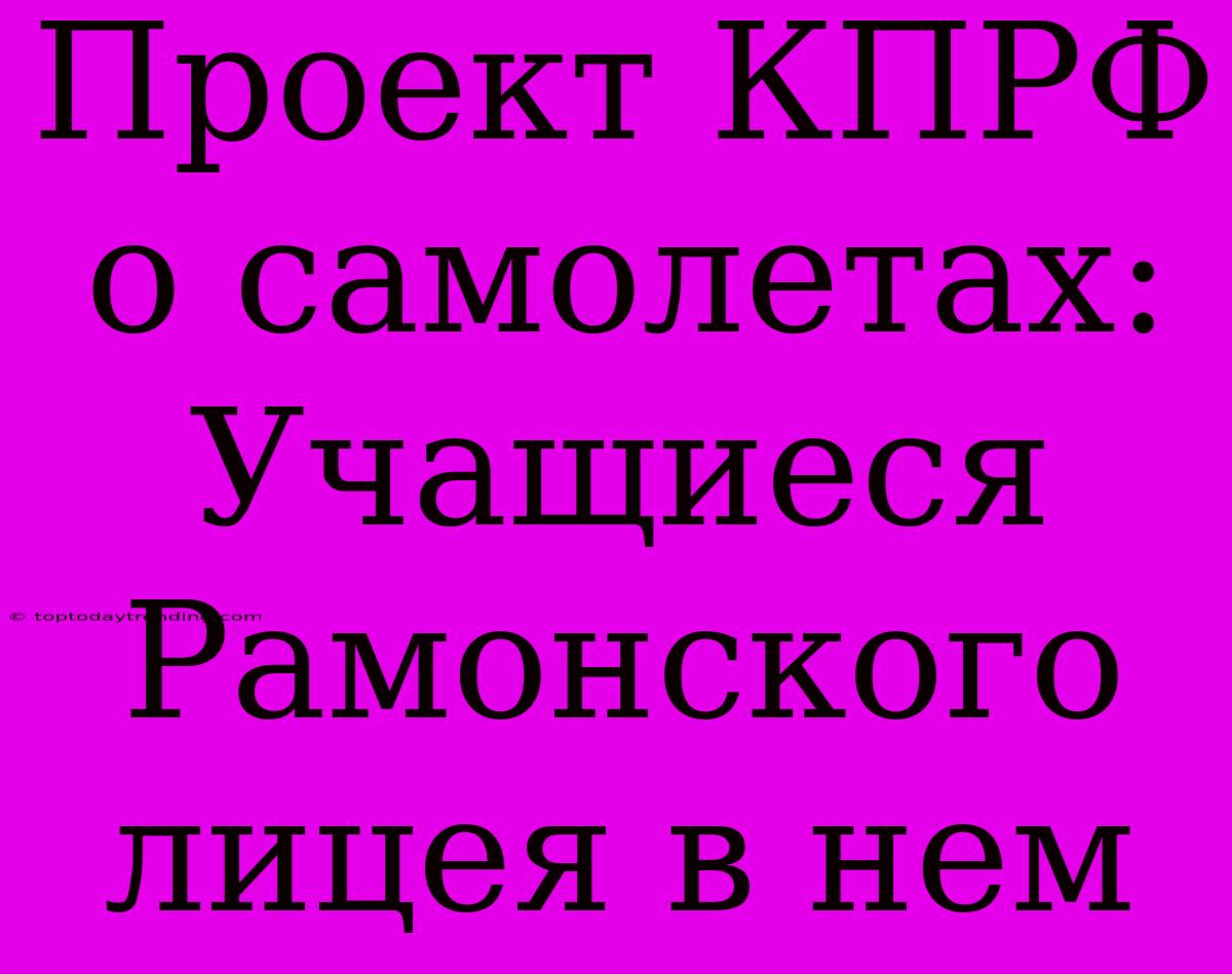 Проект КПРФ О Самолетах: Учащиеся Рамонского Лицея В Нем