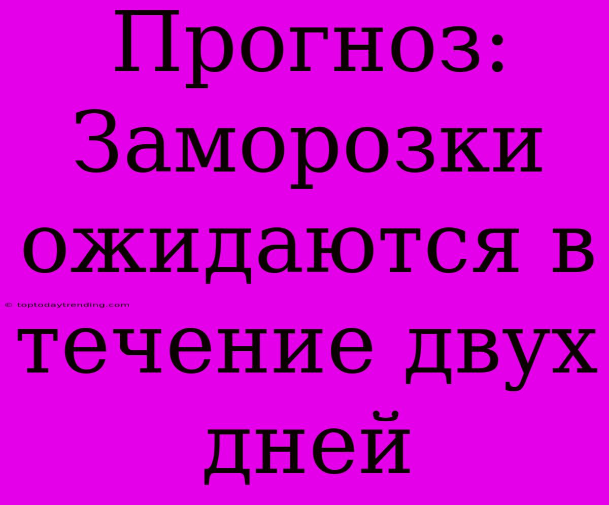 Прогноз: Заморозки Ожидаются В Течение Двух Дней