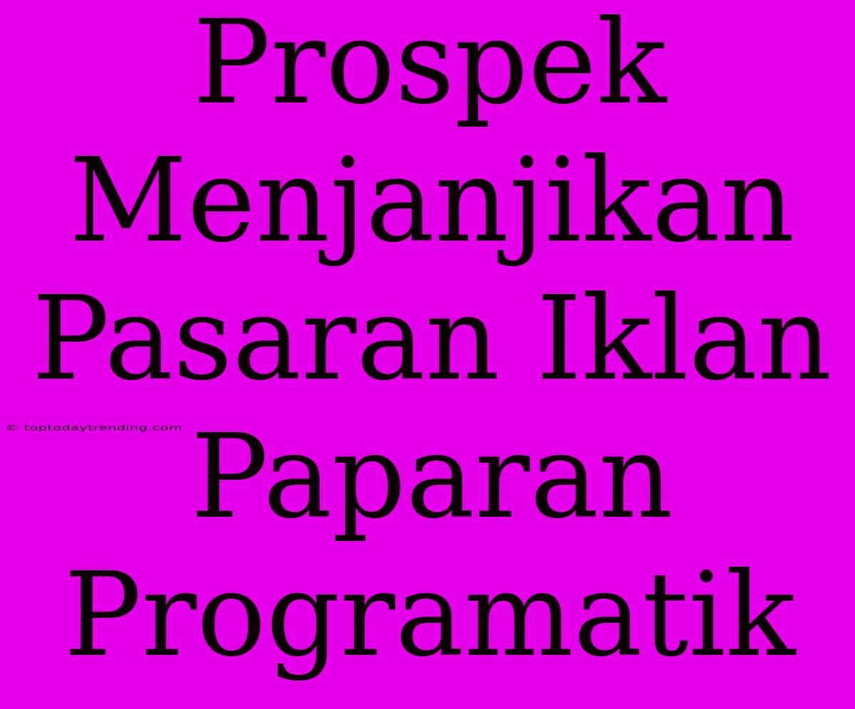 Prospek Menjanjikan Pasaran Iklan Paparan Programatik