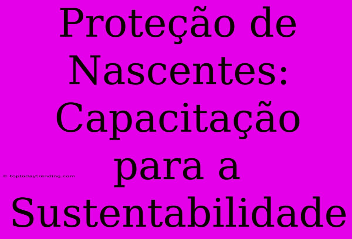 Proteção De Nascentes: Capacitação Para A Sustentabilidade