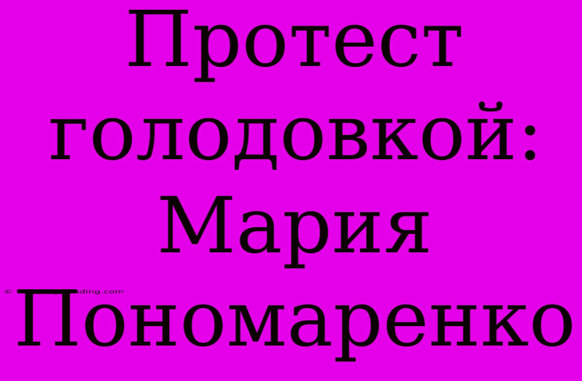 Протест Голодовкой: Мария Пономаренко