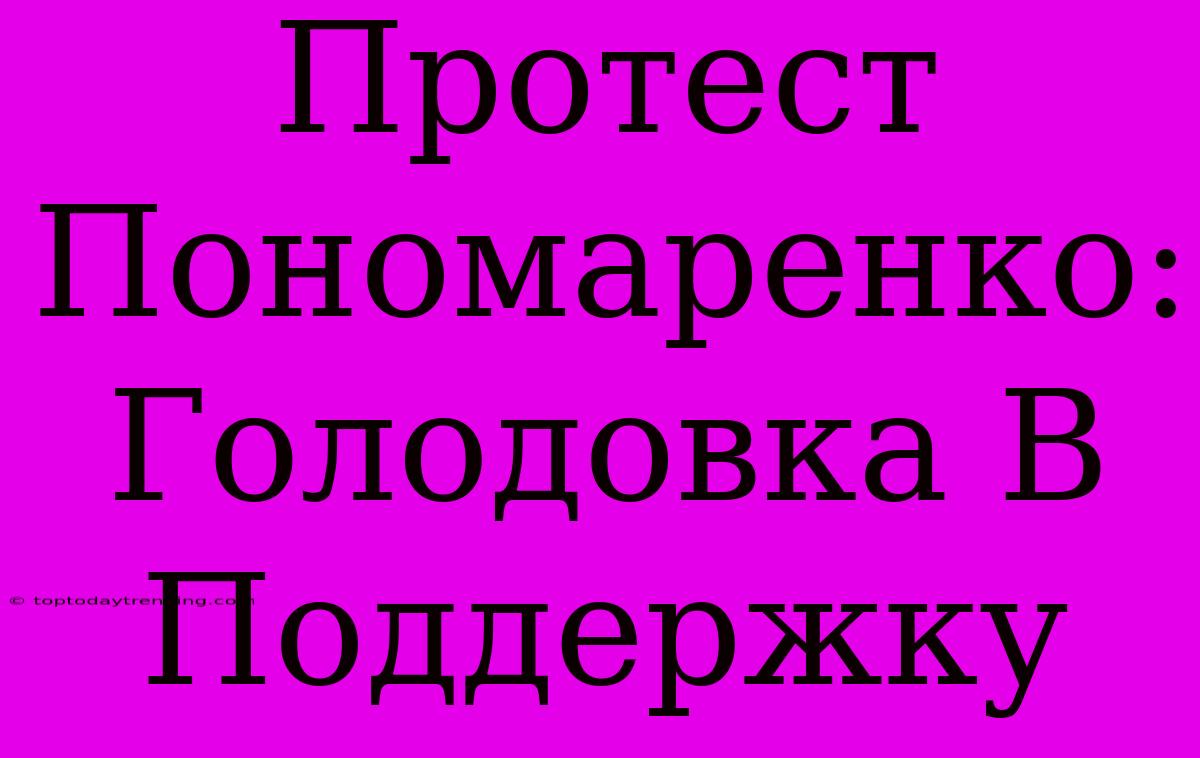 Протест Пономаренко: Голодовка В Поддержку