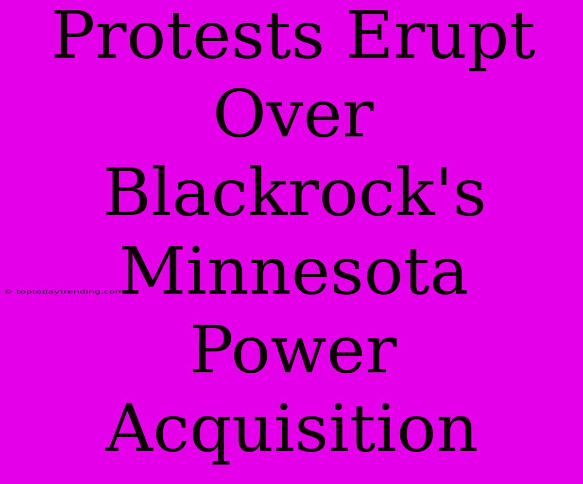 Protests Erupt Over Blackrock's Minnesota Power Acquisition