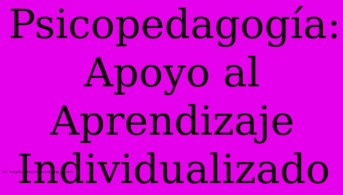 Psicopedagogía: Apoyo Al Aprendizaje Individualizado