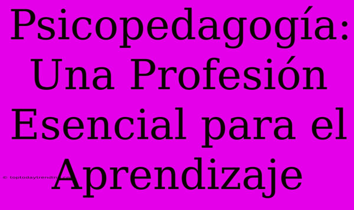 Psicopedagogía: Una Profesión Esencial Para El Aprendizaje