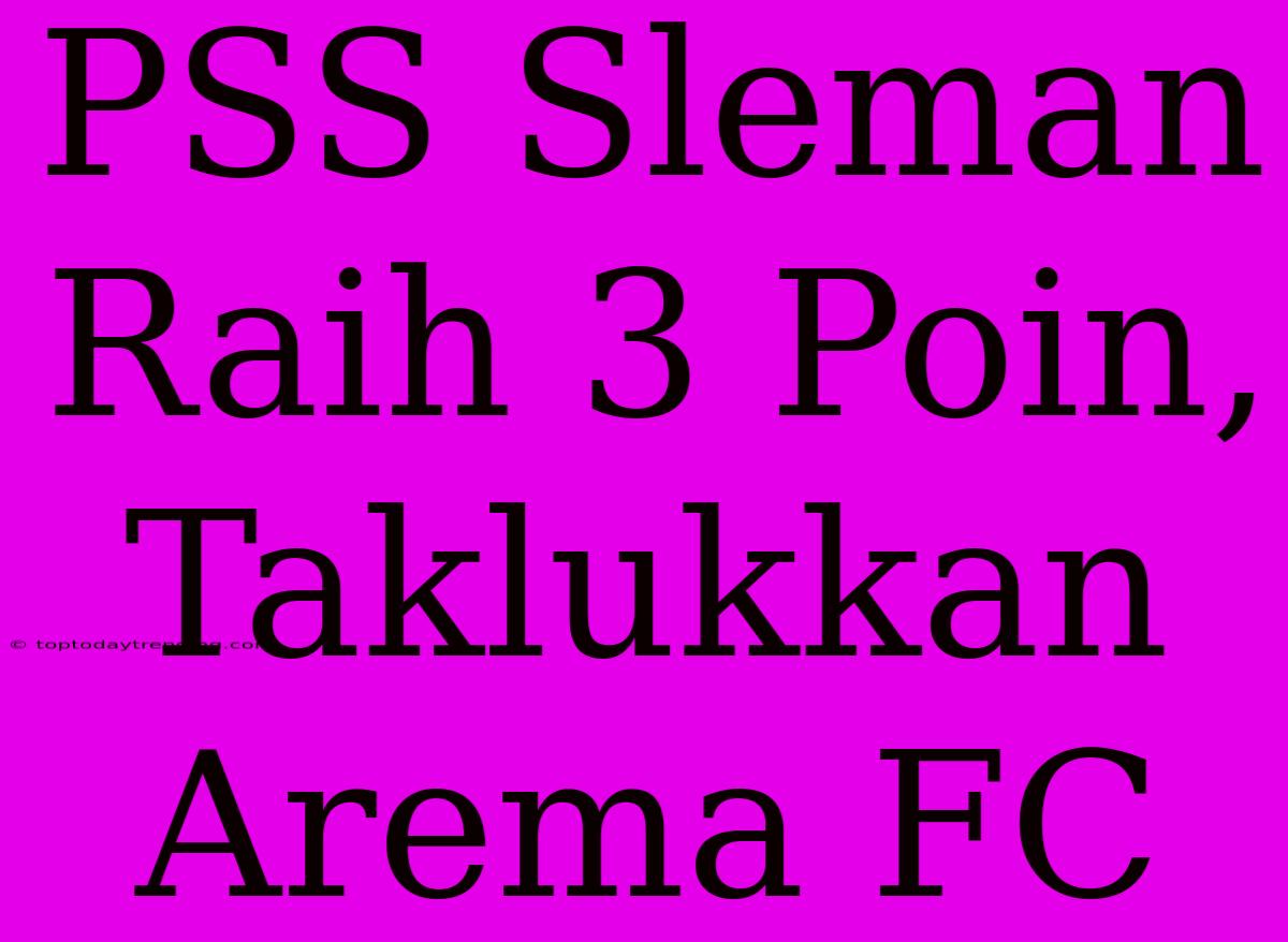 PSS Sleman Raih 3 Poin, Taklukkan Arema FC