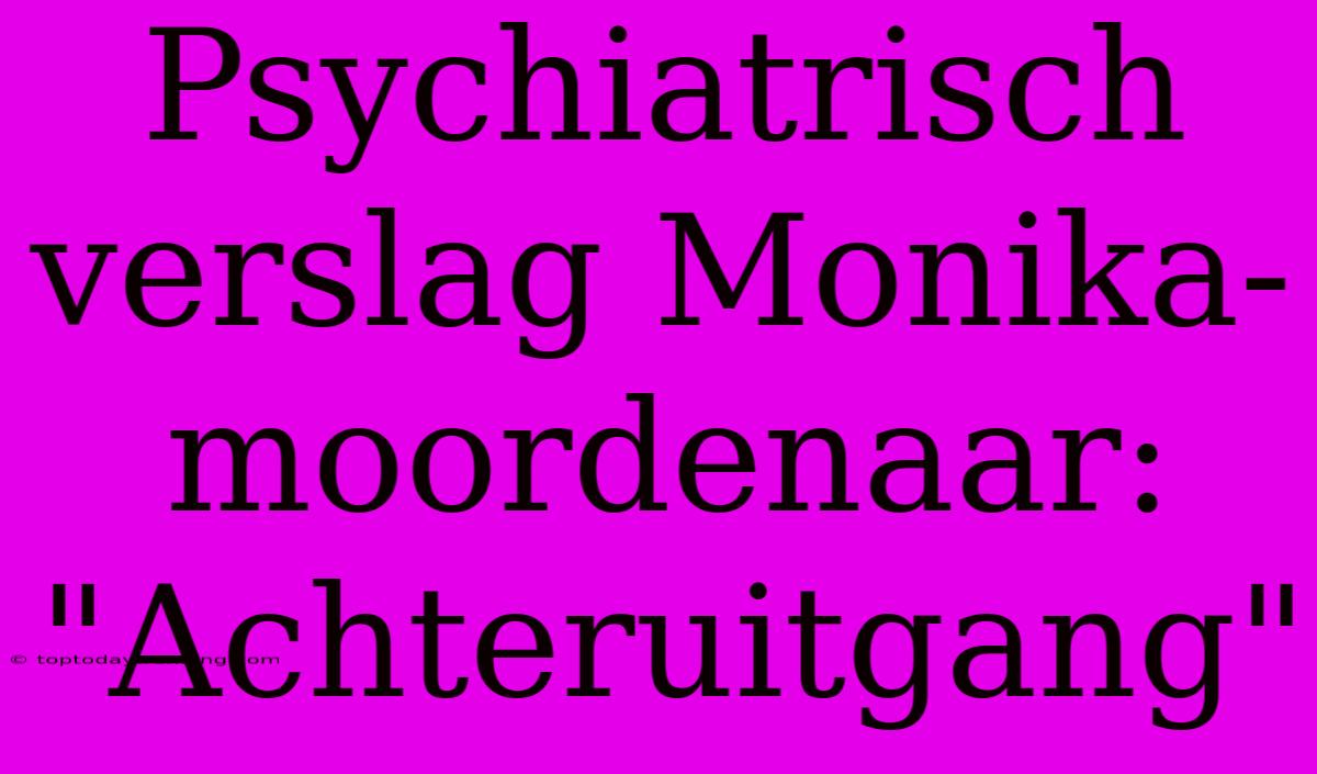 Psychiatrisch Verslag Monika-moordenaar: 