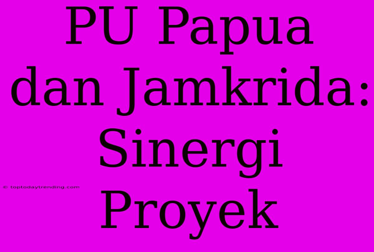 PU Papua Dan Jamkrida: Sinergi Proyek