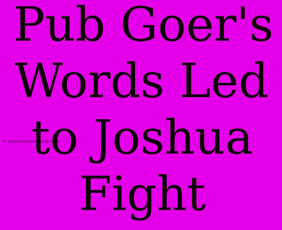 Pub Goer's Words Led To Joshua Fight