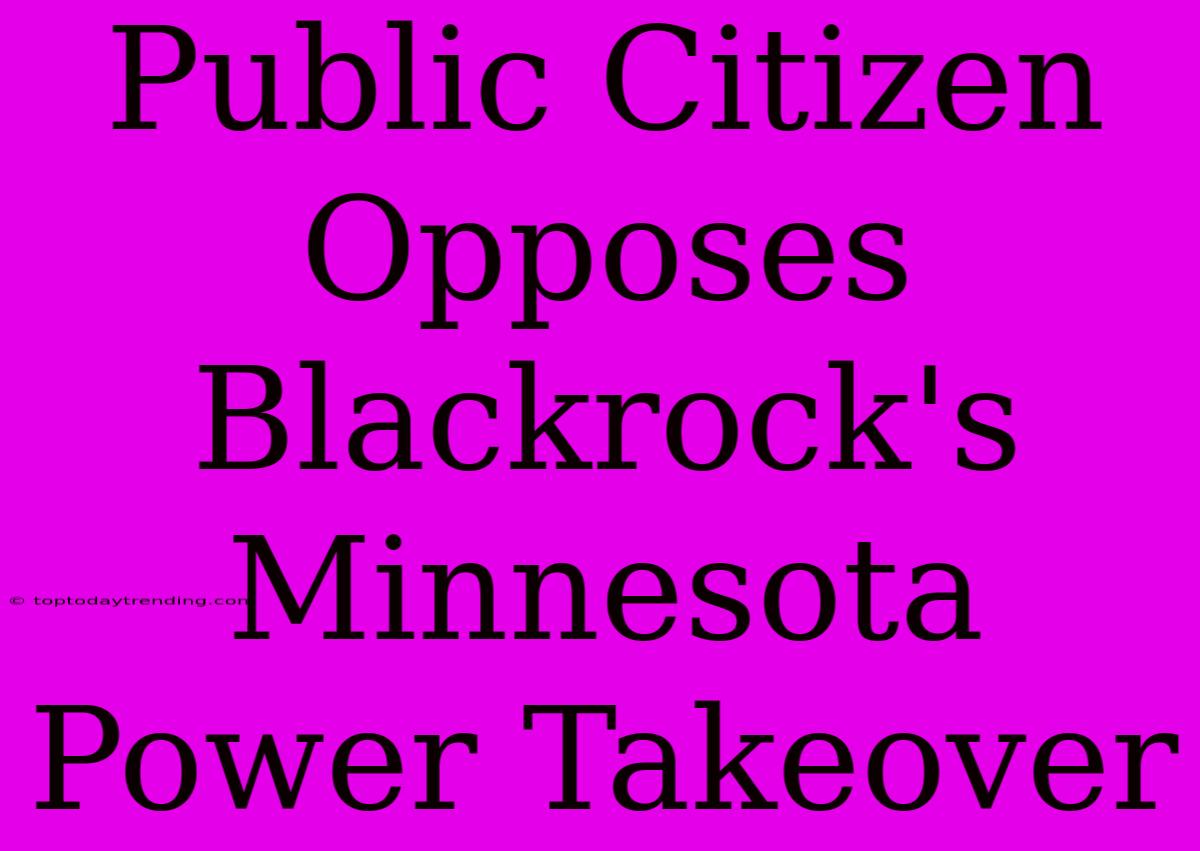 Public Citizen Opposes Blackrock's Minnesota Power Takeover