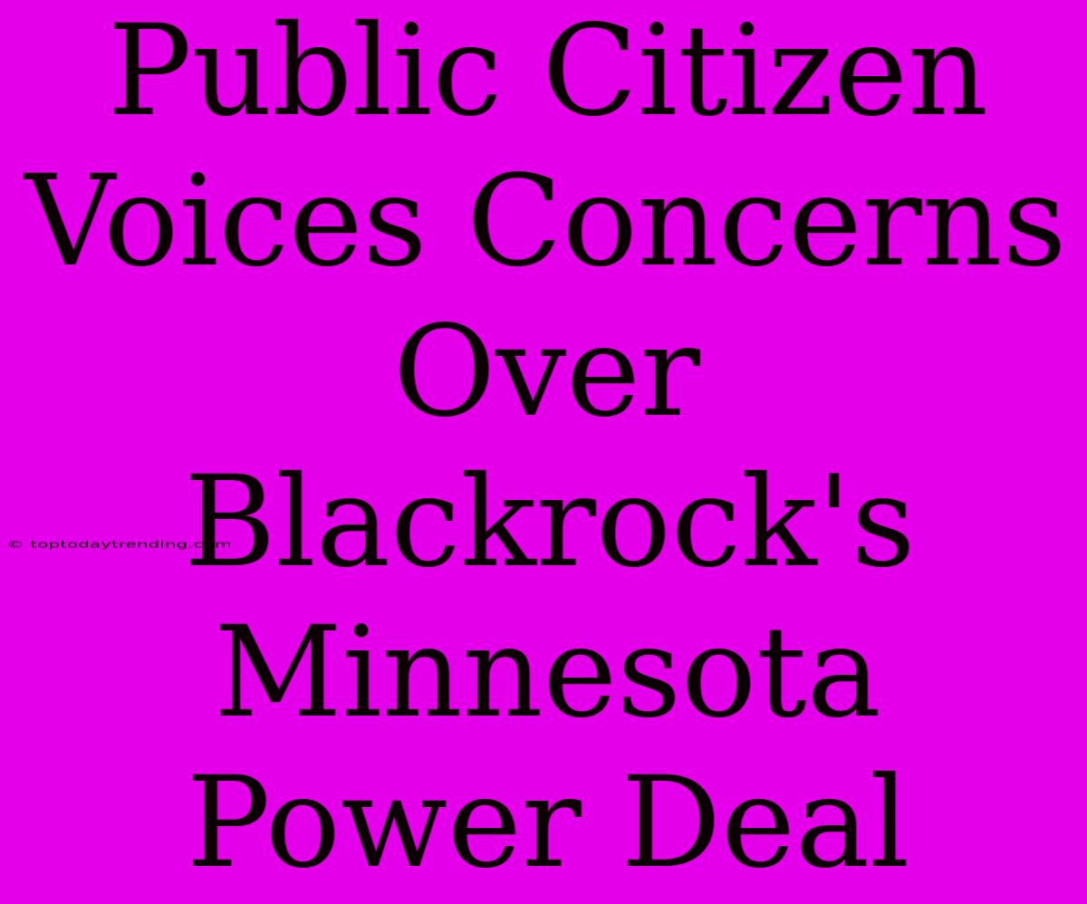 Public Citizen Voices Concerns Over Blackrock's Minnesota Power Deal