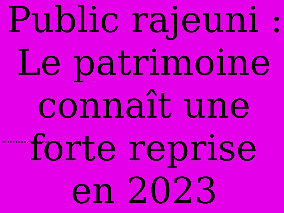 Public Rajeuni : Le Patrimoine Connaît Une Forte Reprise En 2023