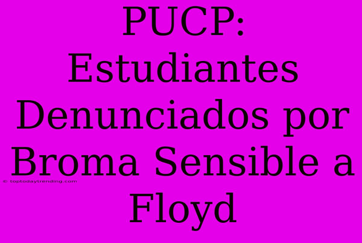 PUCP: Estudiantes Denunciados Por Broma Sensible A Floyd