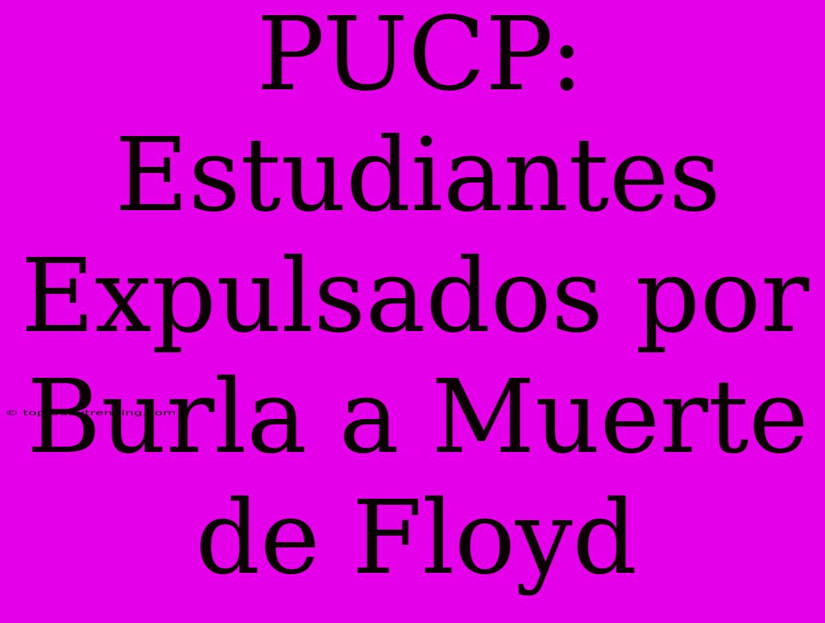 PUCP: Estudiantes Expulsados Por Burla A Muerte De Floyd