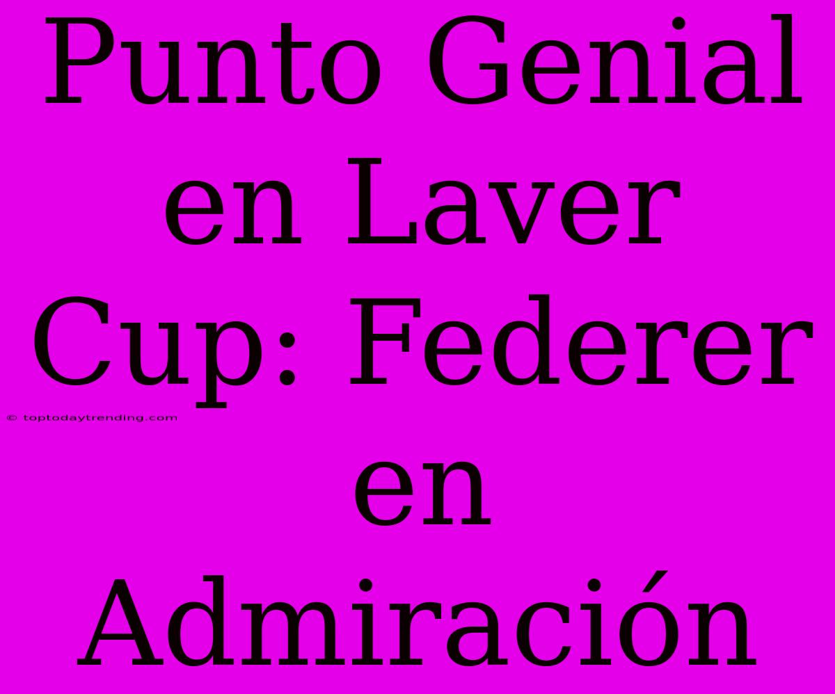 Punto Genial En Laver Cup: Federer En Admiración