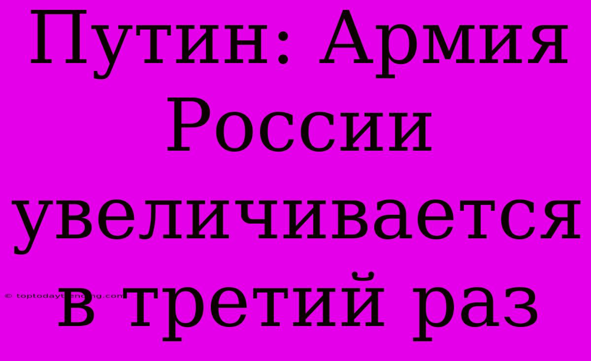 Путин: Армия России Увеличивается В Третий Раз