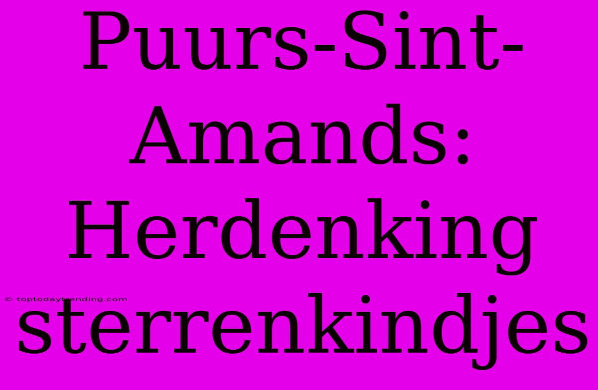 Puurs-Sint-Amands: Herdenking Sterrenkindjes