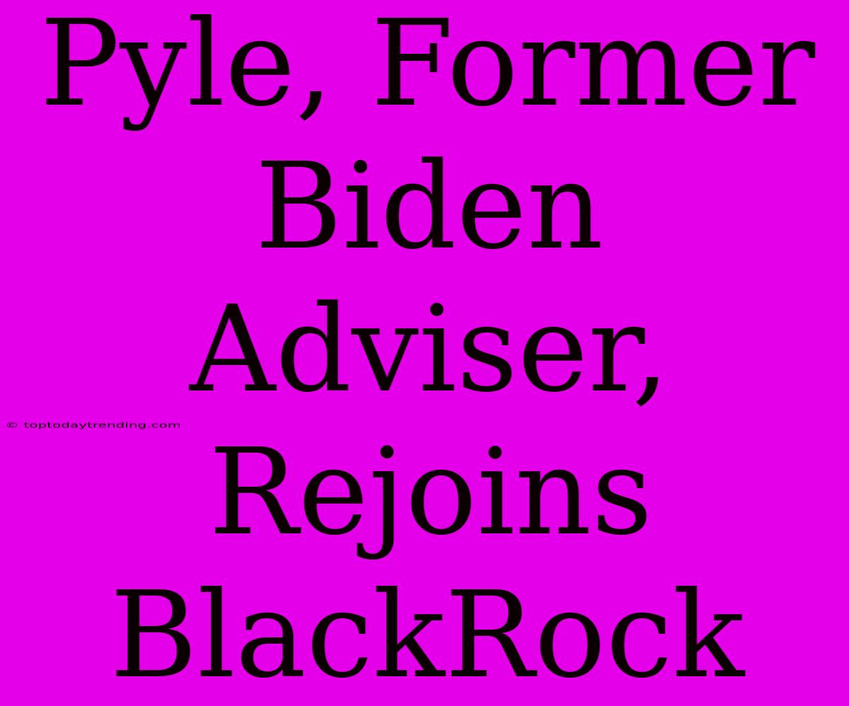 Pyle, Former Biden Adviser, Rejoins BlackRock