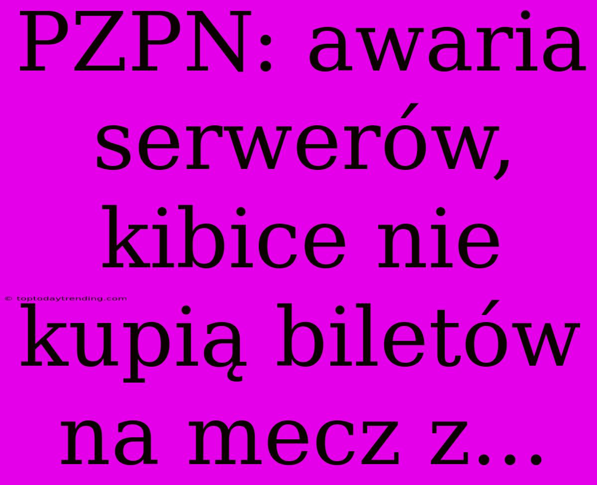 PZPN: Awaria Serwerów, Kibice Nie Kupią Biletów Na Mecz Z...