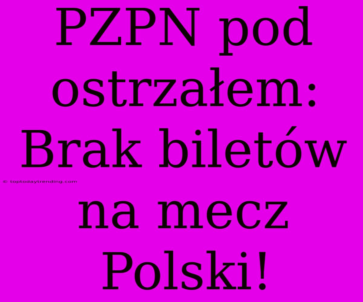 PZPN Pod Ostrzałem: Brak Biletów Na Mecz Polski!